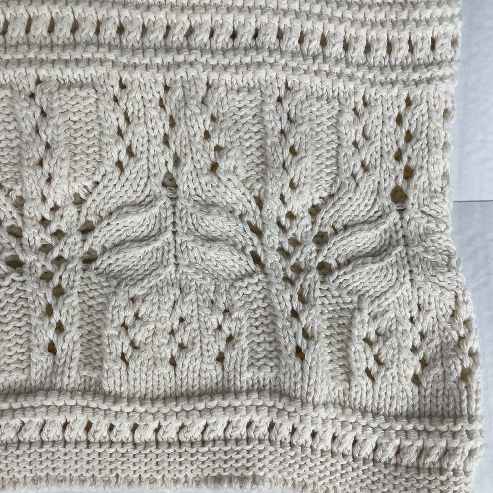 Coldwater Creek Cream Fisherman Knit Sweater Cotton Blend‎ Crew Neck Large - Picture 7 of 9